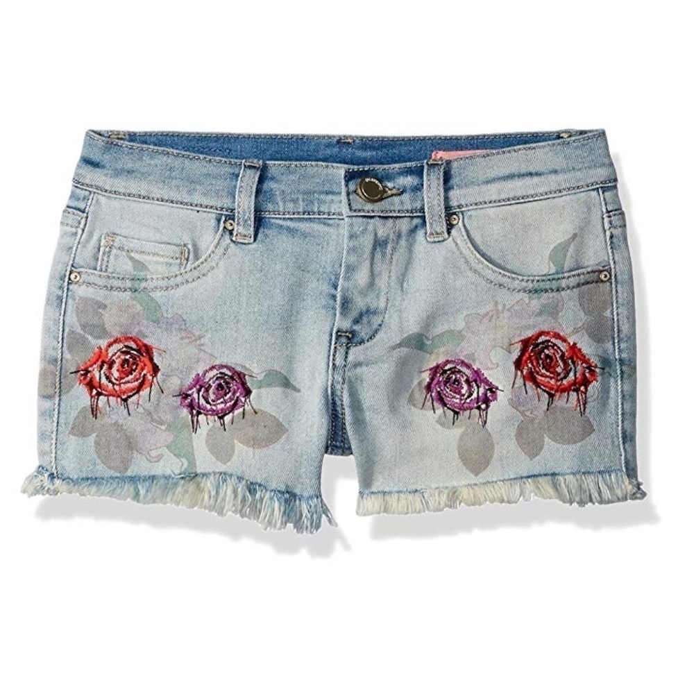 NWT Blank NYC Girl's Flower Embroidered Raw Hem Denim Jeans Size 8